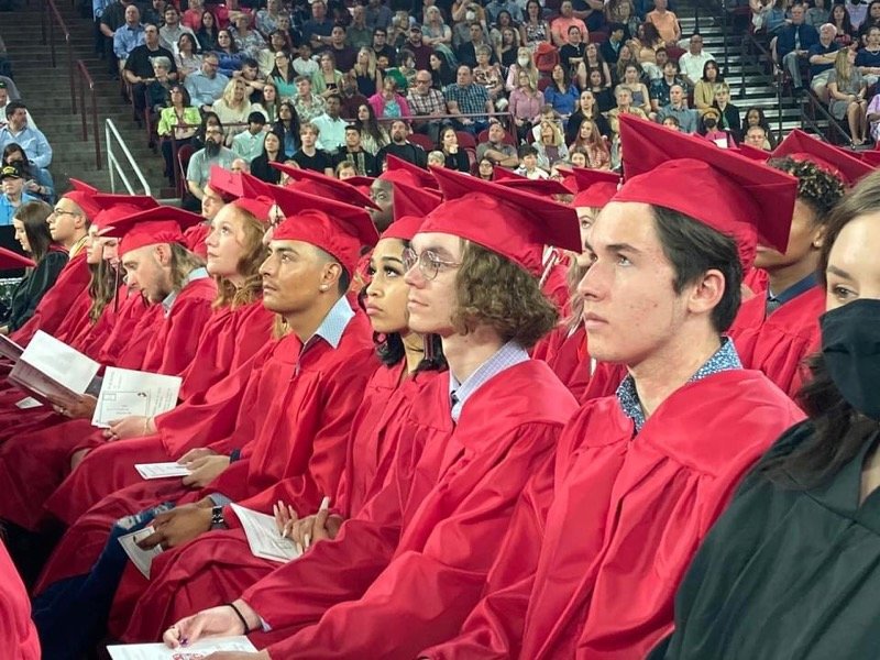 Seniors gathered at Eaglecrest High School's graduation ceremony. Eaglecrest is located in the east Centennial area.